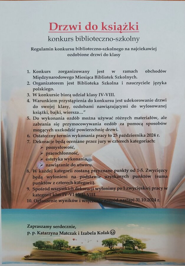 Miesiąc Bibliotek Szkolnych - konkurs klasy IV-VI